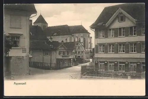 AK Appenzell, Strassenpartie mit Blick auf Kirche