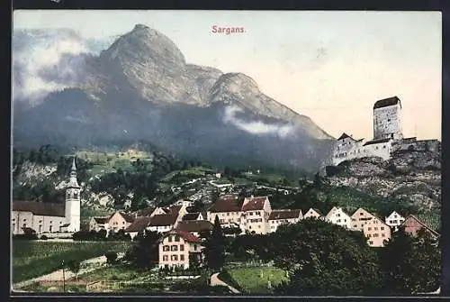 AK Sargans, Gesamtansicht mit Sicht zum Schloss