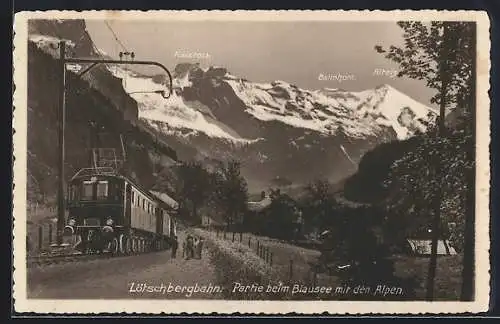 AK Lötschbergbahn beim Blausee mit Alpen