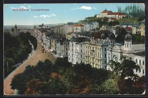 AK Marienbad, Kaiserstrasse mit Synagoge