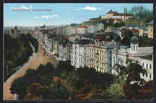 AK Marienbad, Kaiserstrasse mit Synagoge