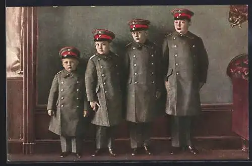 AK die Söhne des Kronprinzenpaares von Preussen in Uniform