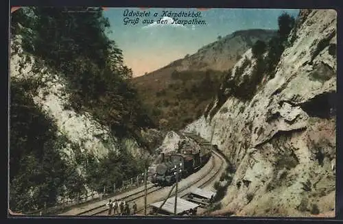 AK Karpathen, Eisenbahn im Gebirge