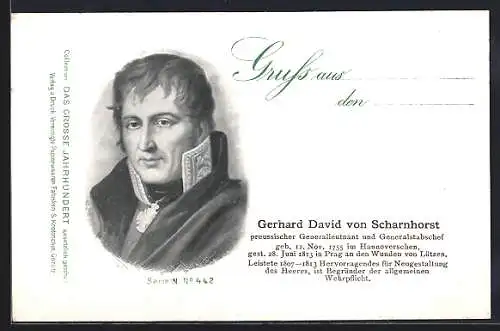 AK Gerhard David von Scharnhorst, Preussischer Generalleutnant und Generalstabschef, 1755-1813, Befreiungskriege