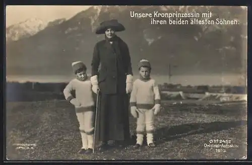 AK Unsere Kronprinzessin mit ihren beiden ältesten Söhnen, Kronprinzessin Cecilie von Preussen