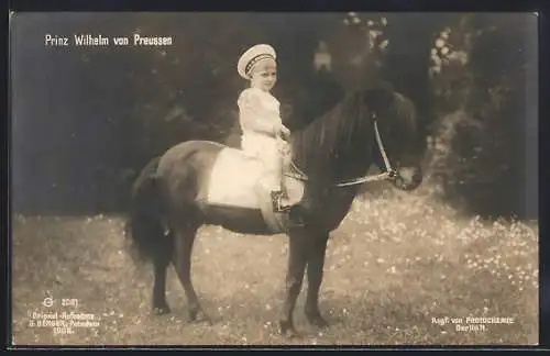 AK Prinz Wilhelm als Kind auf einem Pony