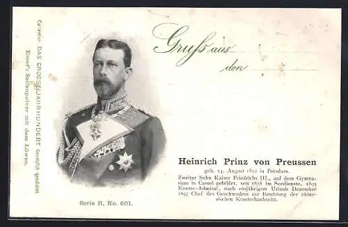 AK Prinz Heinrich von Preussen, geb. 14. August 1862