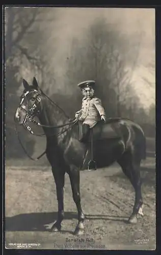 AK Prinz Wilhelm von Preussen in Uniform, Der erste Ritt