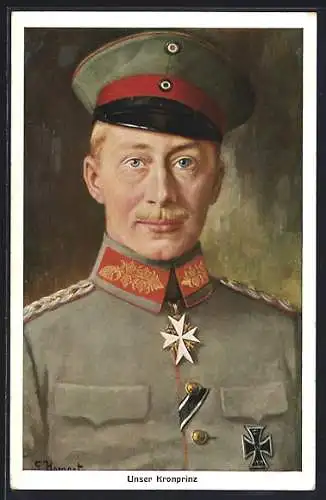 AK Portrait Kronprinz Wilhelm in Uniform mit Bruststern und eisernen Kreuz