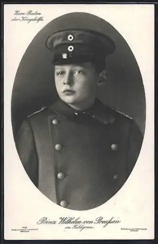 AK uniformierter Prinz Wilhelm als Bube im Portrait