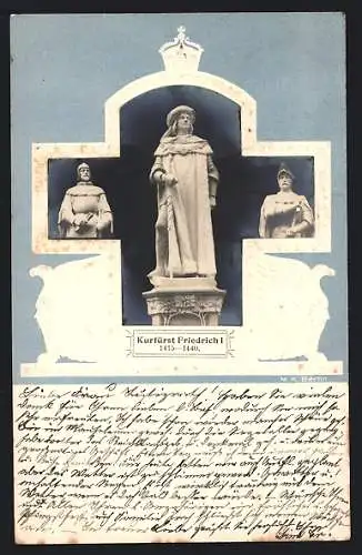 AK Statuen von Kurfürst Friedrich I., Wendt v. Ileburg, Graf Hans v. Hohenlohe