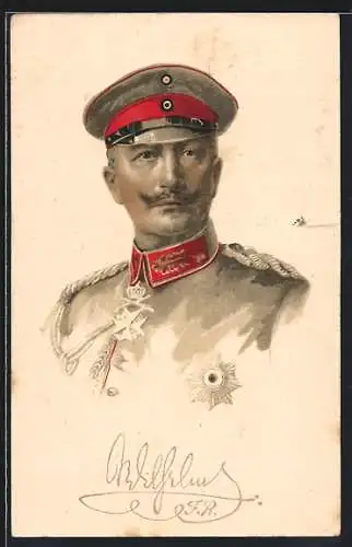 AK Kaiser Wilhelm II. in Uniform mit Schirmmütze