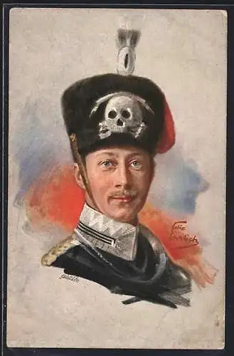 Künstler-AK Kronprinz Wilhelm von Preussen in Husarenuniform