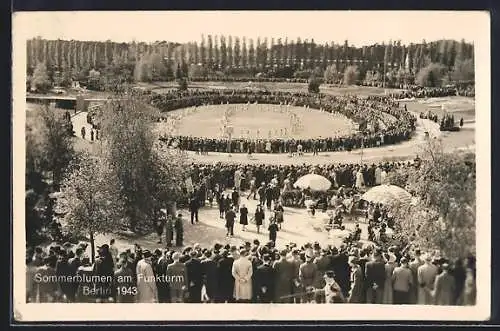 AK Berlin, Ausstellung 1943, Sommerblumen am Funkturm