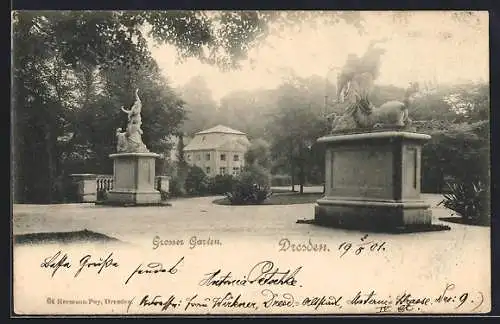 AK Dresden, Statuen im Grossen Garten