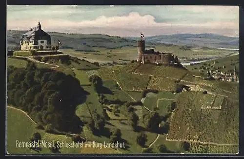 AK Berncastel-Mosel, Schlosshotel mit Burg Landshut