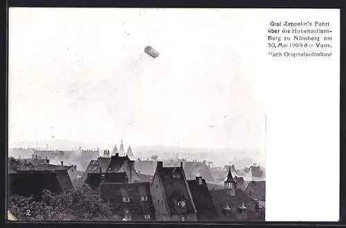 AK Nürnberg, Graf Zeppelin`s Fahrt über die Hohenzollern-Burg