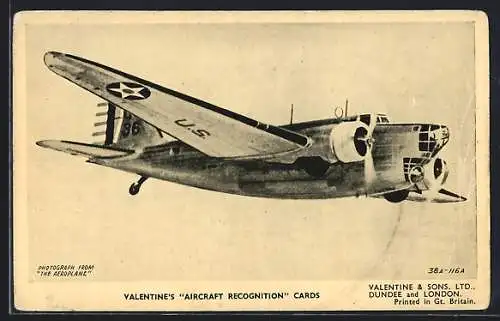 AK US Airplane 38A-116A, Valentine`s Aircraft Recognition Cards