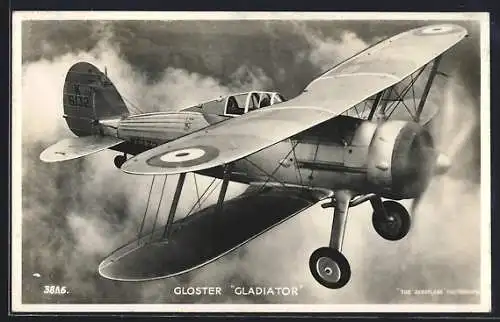 AK Flugzeug Gloster Gladiator in der Luft