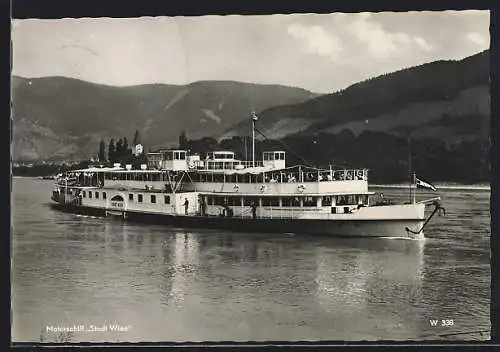 AK Motorschiff Stadt Wien auf der Donau