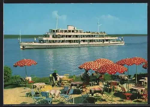 AK Motorschiff Seeshaupt auf dem Starnberger See beim Strand Tutzning