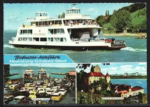 AK Autofähre Fritz Arnold auf dem Bodensee, Fährhafen Staad, Schloss Meersburg