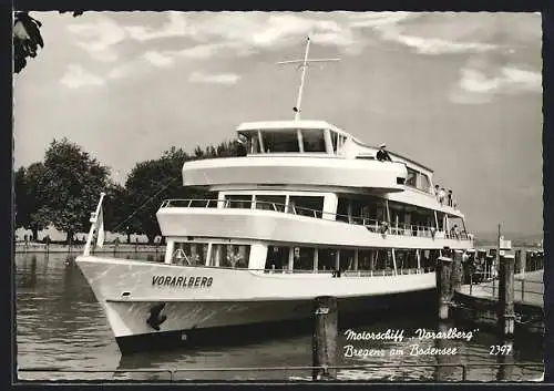 AK Bregenz am Bodensee, Salonschiff MS Vorarlberg im Hafen