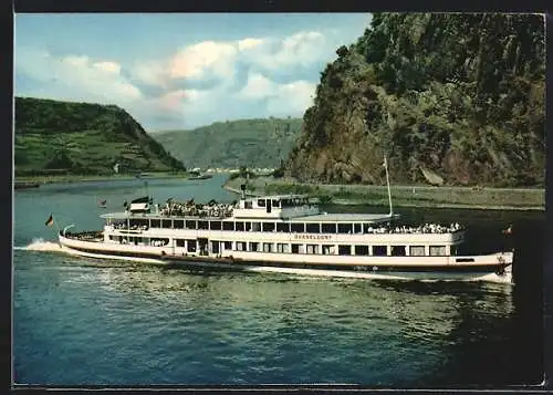 AK Salonschiff MS Düsseldorf auf dem Rhein