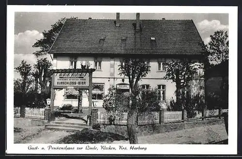 AK Klecken /Harburg, Gasthaus und Pension zur Linde, Bes. A. Schmidt