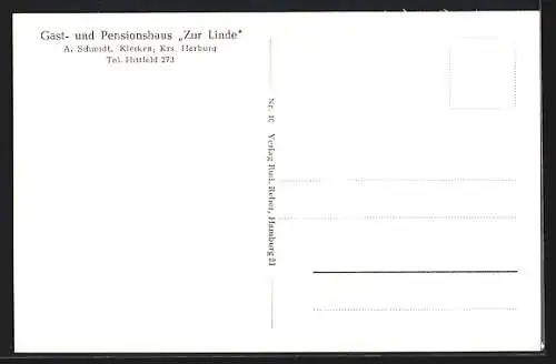 AK Klecken /Harburg, Gasthaus und Pension zur Linde, Bes. A. Schmidt