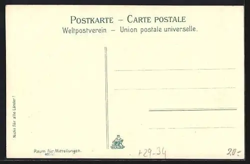 Passepartout-Lithographie Hamburg, Am Kaiser Wilhelm Denkmal, Eichenblatt