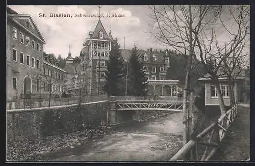 AK St. Blasien /Schwarzwald, Flusspartie am Kurhaus