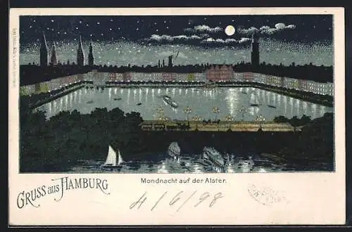 AK Hamburg-Neustadt, Schiffe auf der Alster