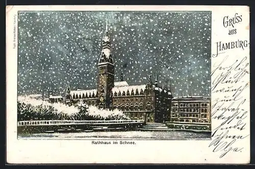 AK Hamburg, Das Rathhaus im Schnee