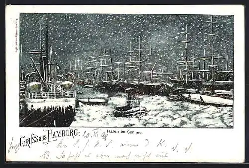 AK Hamburg, Der Hafen im Schnee