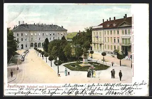 AK Reutlingen, Bahnhof und Listdenkmal