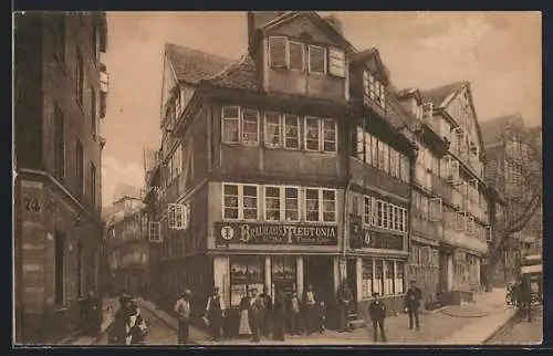 AK Hamburg, Strassenpartie Gr. Bäckergang Ecke Teilfeld, Brauhaus Teutonia