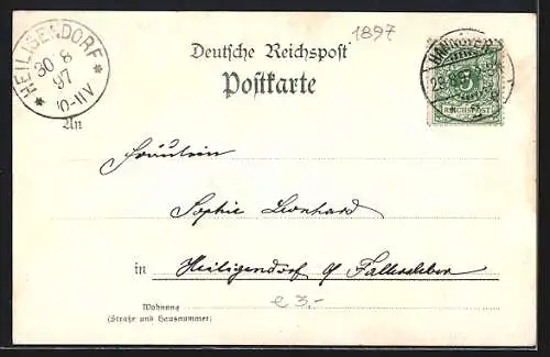 Lithographie Hannover, Residenz mit altem Vorhang im Hoftheater von Ramberg