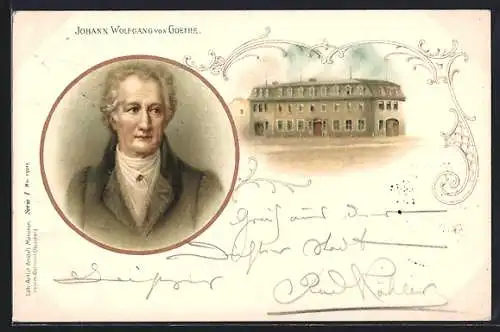 AK Johann Wolfgang von Goethe, Haus, Portrait