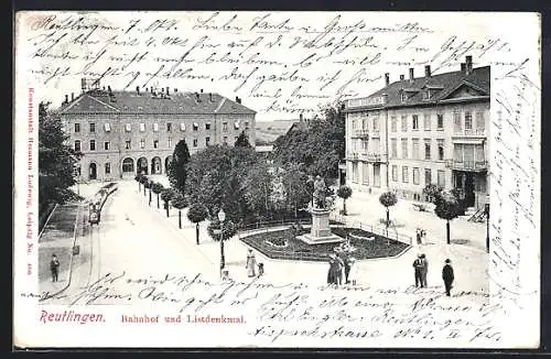 AK Reutlingen, Bahnhof und Listdenkmal