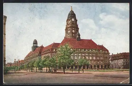 AK Dresden, Neues Rathaus, Aussenansicht