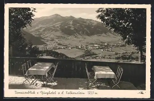 AK Pfronten, Terrassenblick vom Burghotel a. d. Falkenstein über den Ort zum Edelsberg