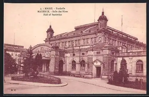 AK Mainz, Festhalle mit Strassenpartie