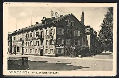 AK Donaueschingen, Partie am Hotel Schützen