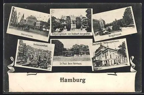 AK Hamburg, Steinstrasse, Ringstrasse, St. Pauli. Beim Fährhaus