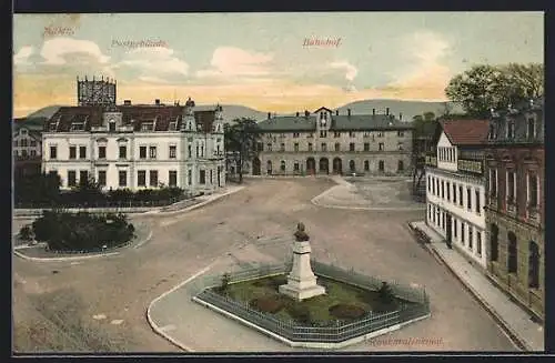 AK Aalen, Postgebäude und Bahnhof