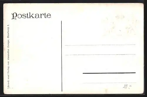 Passepartout-Lithographie Alt-Hamburg, Ecke Dovenfleet und Hinter der Lembkenwiete, Wappen