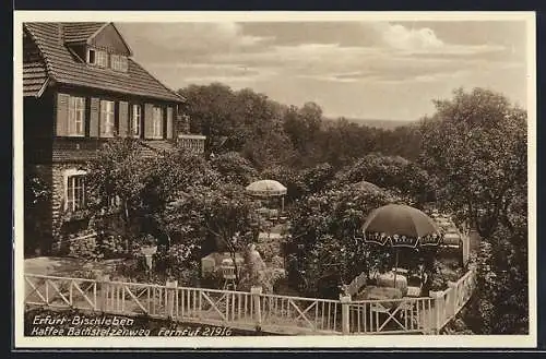 AK Erfurt-Bischleben, Café Bachstelzenweg, Blick auf die Terrasse