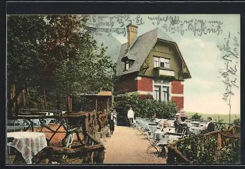 AK Erfurt-Hochheim, Gasthaus Wilhelmshöhe - Gartenansicht mit Gästen