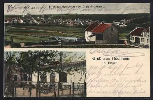 AK Hochheim b. Erfurt, Blick vom Dreienbrunnen und Gasthaus zum Birnbaum